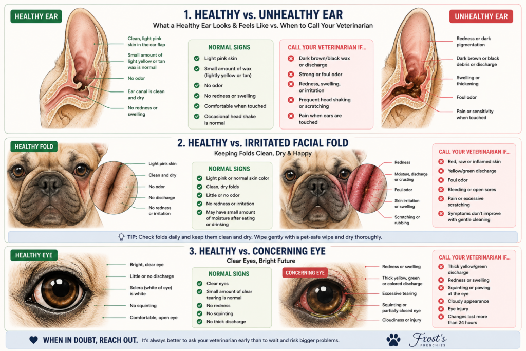 Frost's Frenchies Ear Cleaning Guide Healthy vs Unhealthy Ears, Eyes & Folds